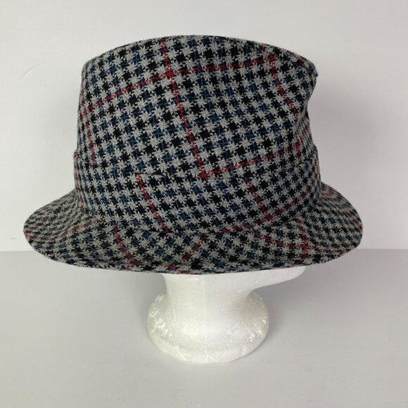 Vintage Biltmore Canada Houndstooth Tweed Fedora Hat Men's Size 7 1/4 Gray - Picture 6 of 12